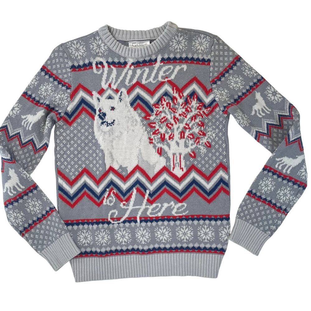 Game of Thrones Sweater Boys Medium Winter Is Here Ugly Christmas 100% Cotton